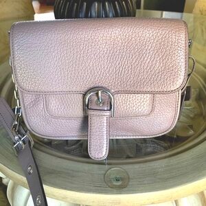 Michael Kors Gray / Brown Crossbody Pebble Leather Purse